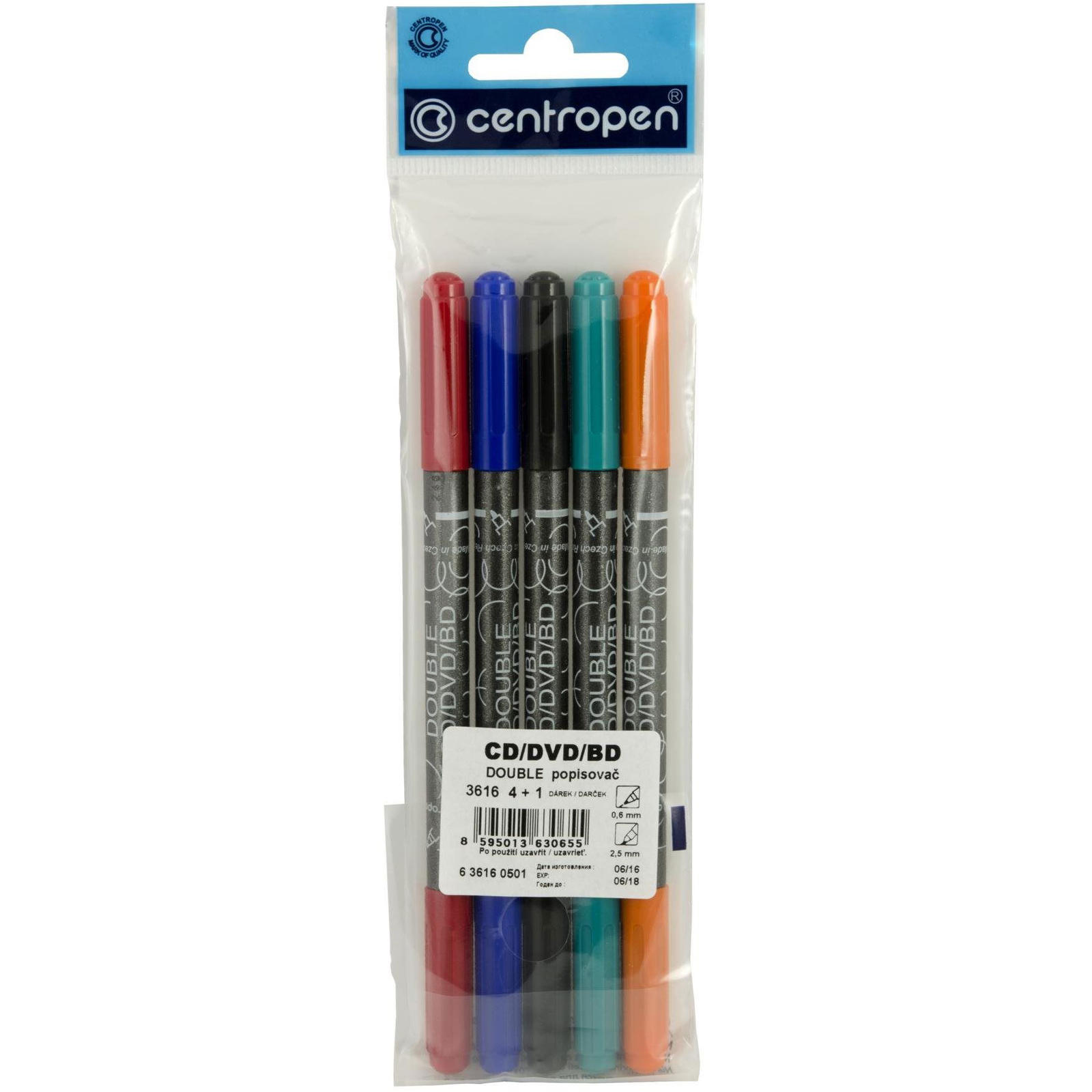 CENTROPEN double marker CD, DVD, BD 3616 - 5db (8595013630655)