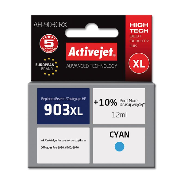 Tusz Activejet tusz błękitny do drukarki HP (zamiennik HP 903XL T6M03AE) Premium (AH-903CRX)