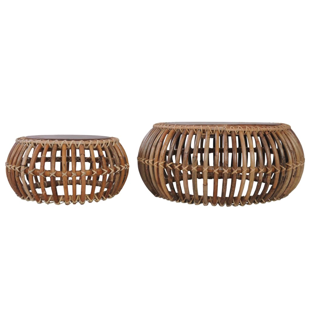 2 db természetes rattan dohányzóasztal (283082)
