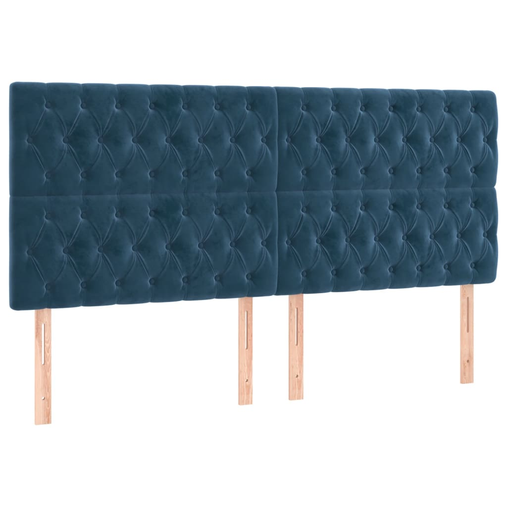 4 db sötétkék bársony fejtámla 90x7x78/88 cm (3116732)