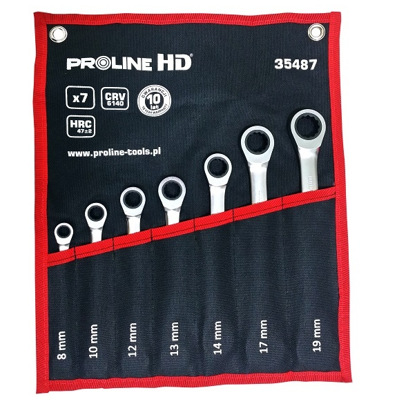 Prolinehd 35487 Nyitott Végű Kulcsok, Racsnis 7 db 8-19 mm Cv