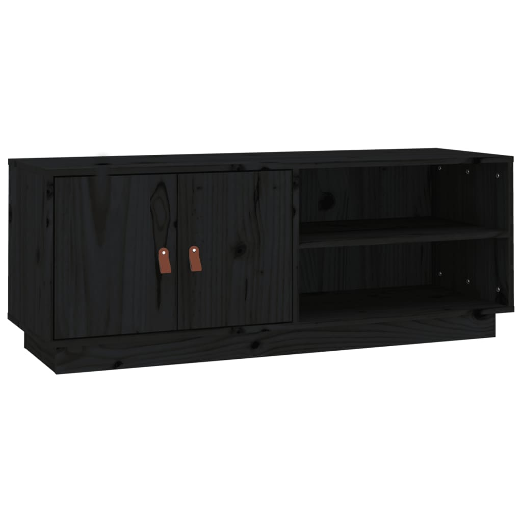 fekete tömör fenyőfa TV-szekrény 105 x 34 x 40 cm (818224)