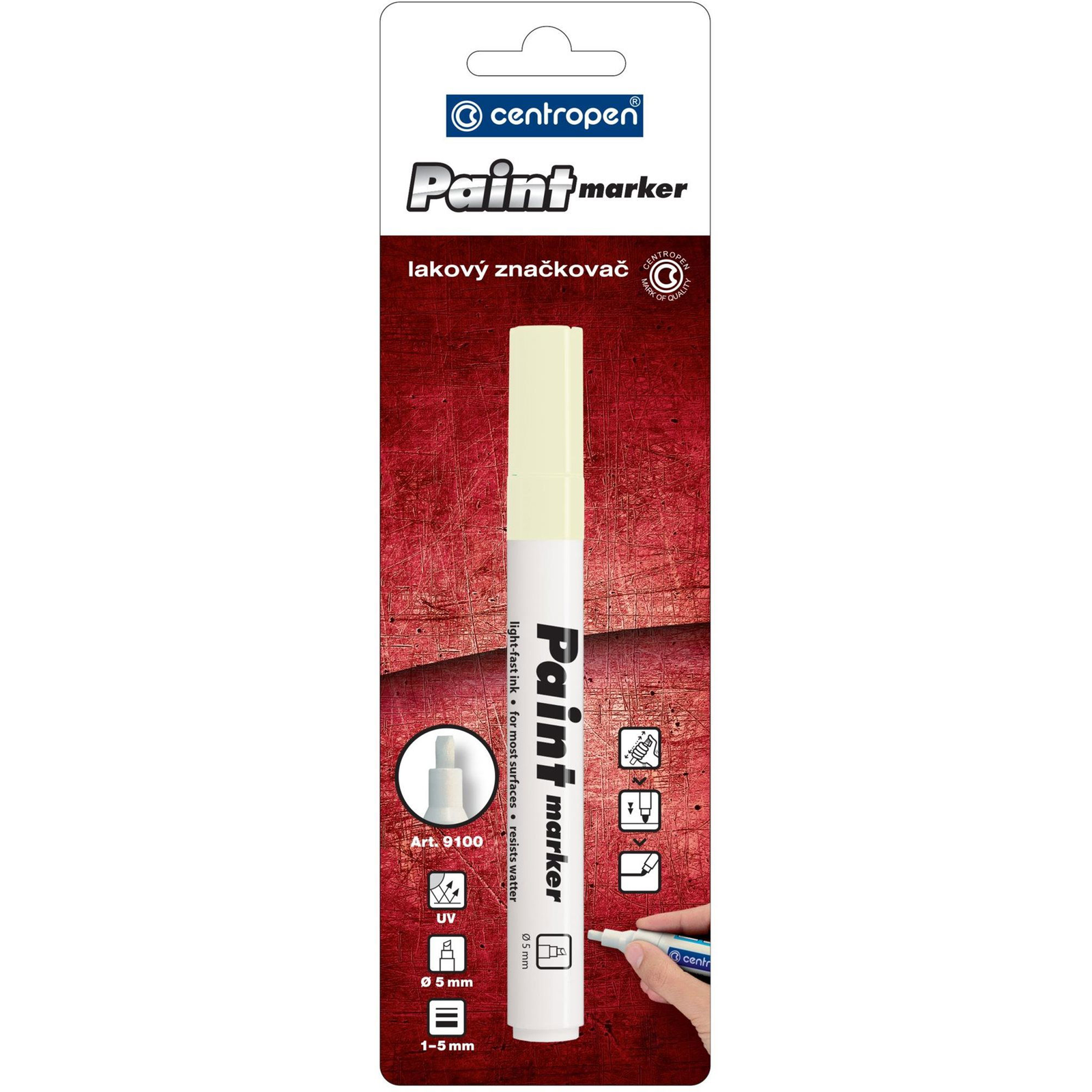 CENTROPEN 9100 - lakk, 2-5mm, fehér (8595013621998)