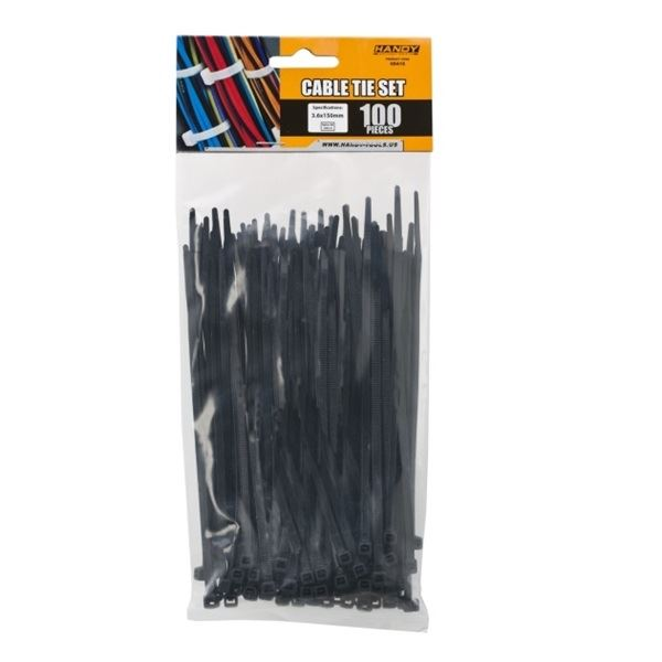 Handy-Tools Vezeték kötegelő 150x3,6mm, fekete, 100db-os (05415) (HT05415)