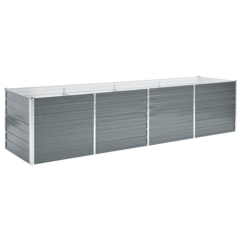 szürke horganyzott acél kerti magaságyás 320 x 80 x 77 cm (44844)