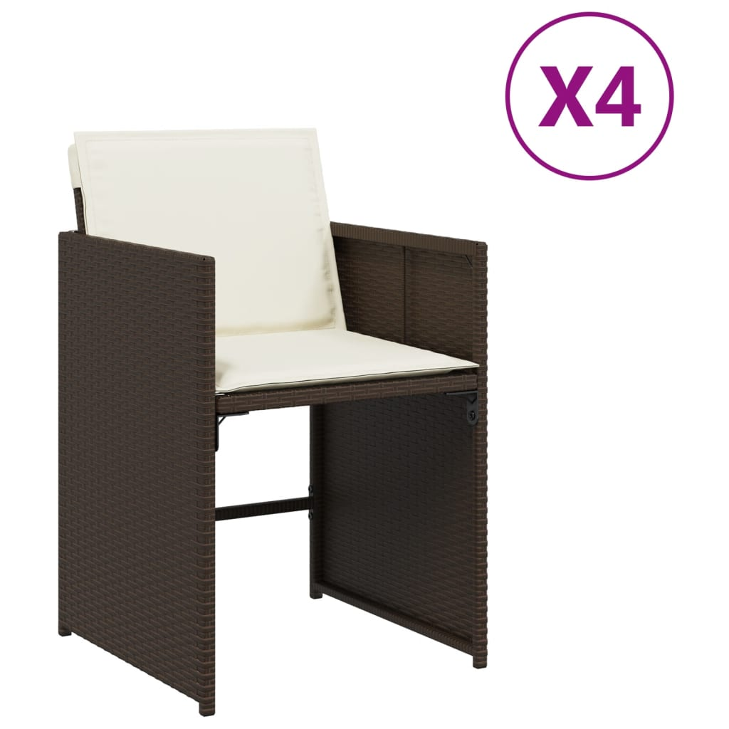 4 db barna polyrattan kerti szék párnával (4007458)