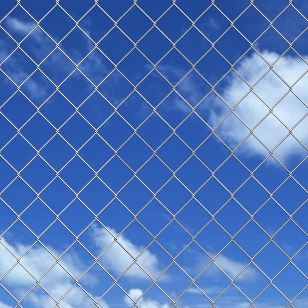 ezüst horganyzott acél drótkerítés póznákkal 15 x 1,25 m (141496)