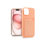 Apple iPhone 15 szilikon hátlap kártyatartóval - Card Case - pink