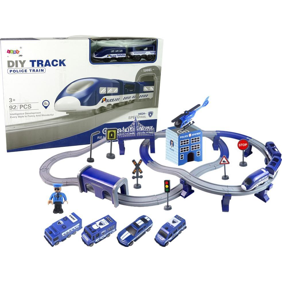 Lean Toys Rendőrségi Városi Vonatszett, Kék, 203 Km/H (9845-uniw)