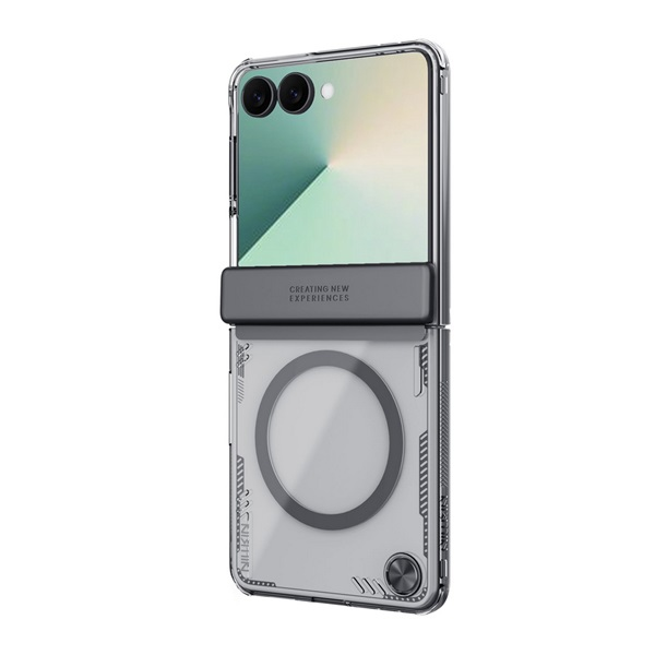Nillkin ICEBLADE szilikon telefonvédő (ütésállóság, kameravédő, kitámasztó, MagSafe) FEKETE Samsung Galaxy Z Flip7 (SM-F766) (GP-176177)