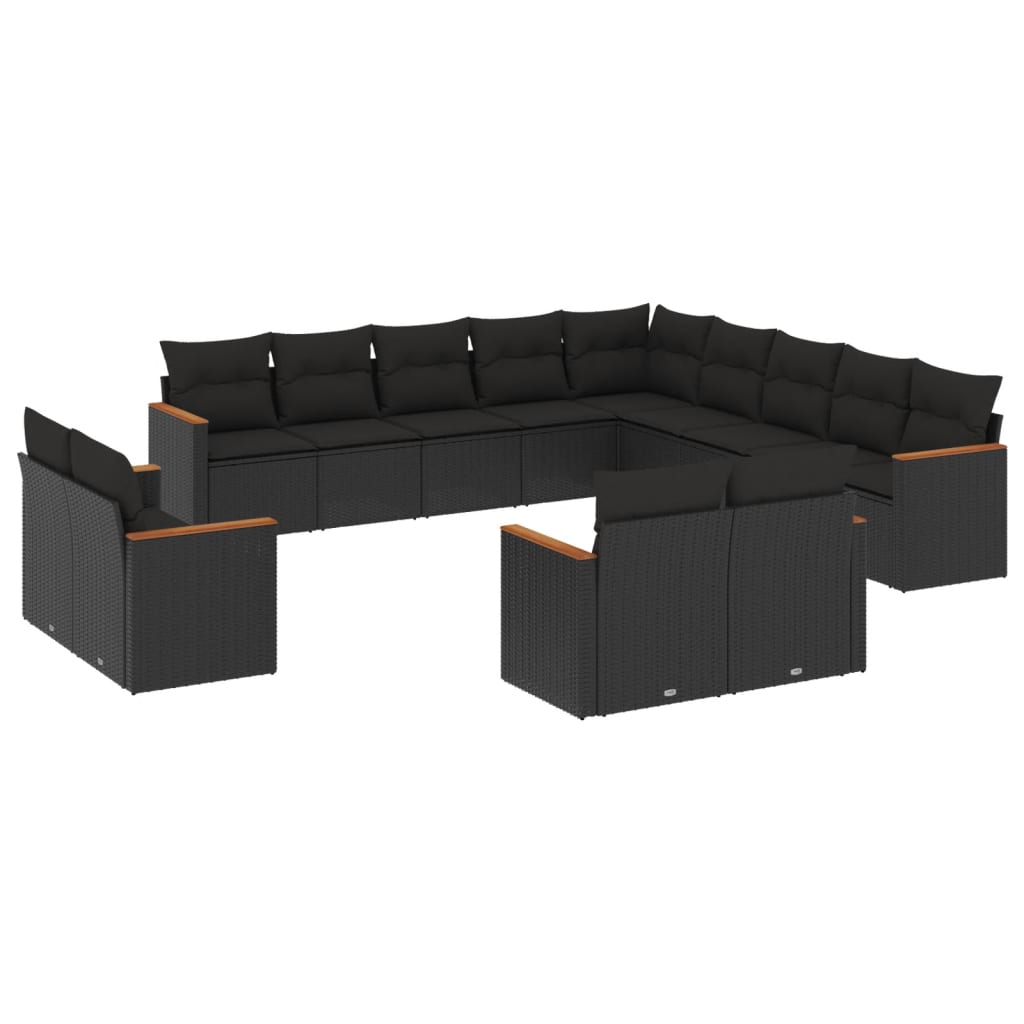 13 részes fekete polyrattan kerti ülőgarnitúra párnákkal (3226524)
