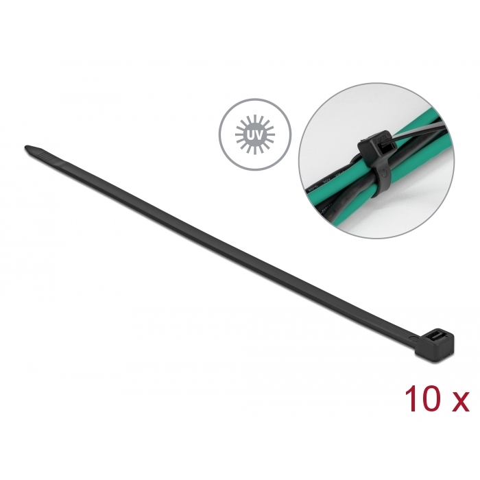 Delock UV álló kábelkötözo 920mm x 9,0 mm, 10 db fekete (19563) (19563)