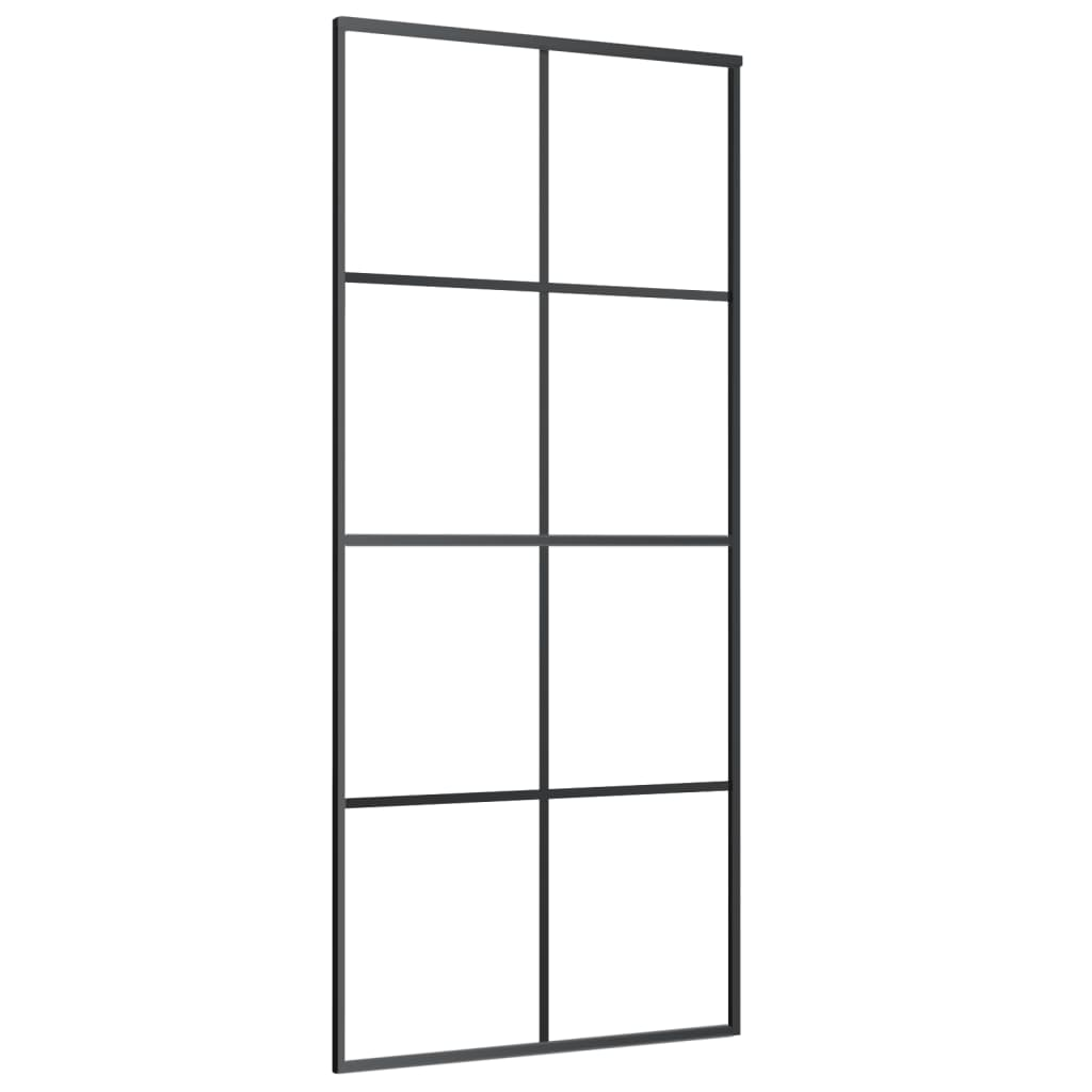 fekete alumínium és ESG üveg tolóajtó 90 x 205 cm (288065)