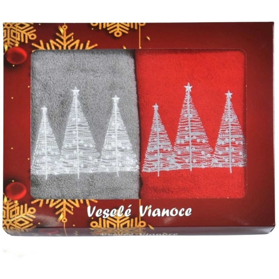 Praktik Dárková vánoční sada ručníků Stromky 50 × 100 cm 2 ks (DARKOVASALESTROMA)