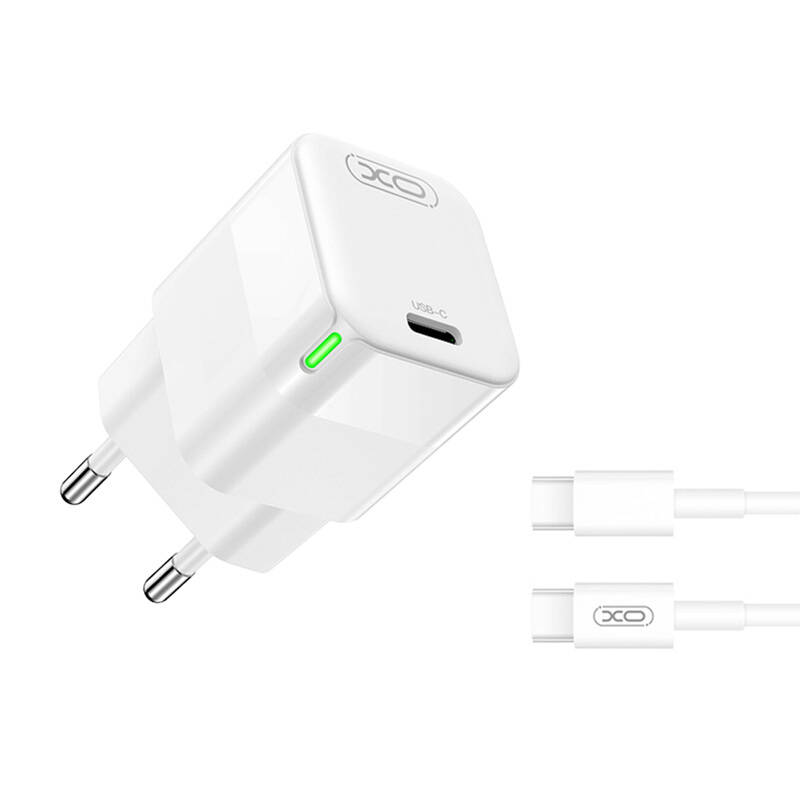 XO CE06 USB-C Hálózati Gyorstöltő Adapter 30W + USB-C kábel - Fehér (CE06 C)