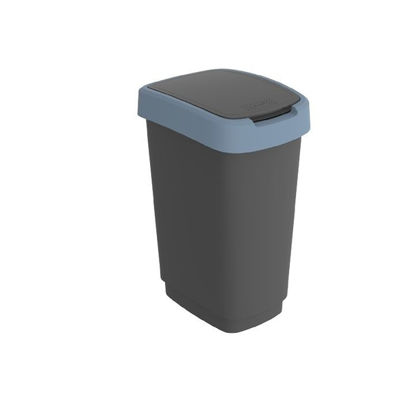 Кош за отпадъци Rotho Twist, капак на панти, черен - тъмно син, 25л