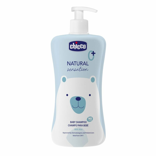 Chicco Könnymentes sampon500 ml- Aloe Vera, Édes mandulaolajjalbőr fiziológiás pH-nak megfelelő100%-ban újrahasznosított anyagokból