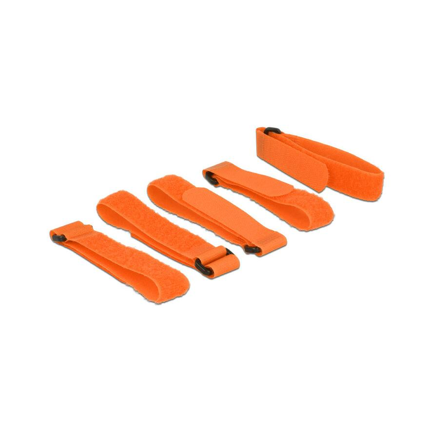 KAB Delock 18707 Hurkolható rögzítők, 300 mm x 20 mm (H x Sz), 5 darab hurokkal, narancssárga (18707)
