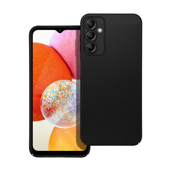 Samsung Galaxy A14 4G / A14 5G SM-A145F / A146B, Műanyag hátlap védőtok, légáteresztő, lyukacsos minta, Breezy, fekete (5903396210952)