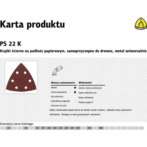 K.PAPER TRIANGLE PS22K P120 GLS15 /50 pcs. 96mm