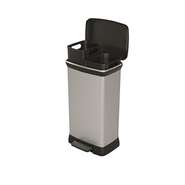 Hulladékkosár Curver Deco Bin Duo 23l + 23l ezüst