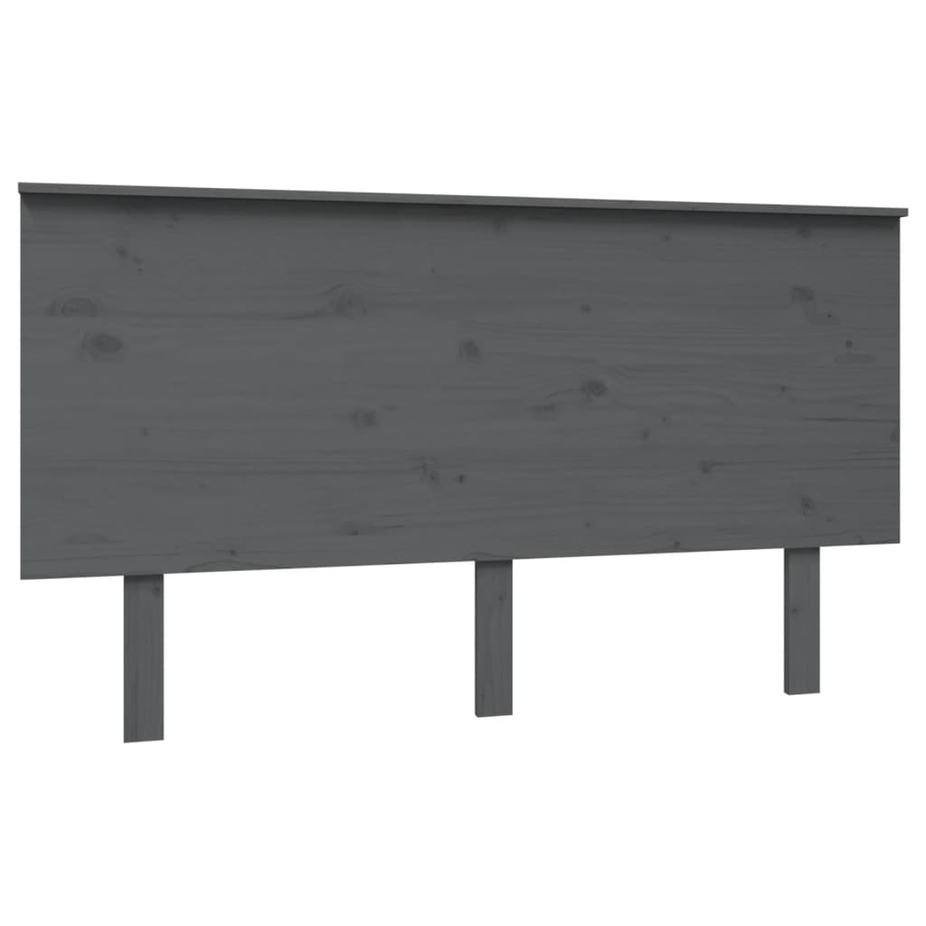 szürke tömör fenyőfa ágyfejtámla 144x6x82,5 cm (819172)