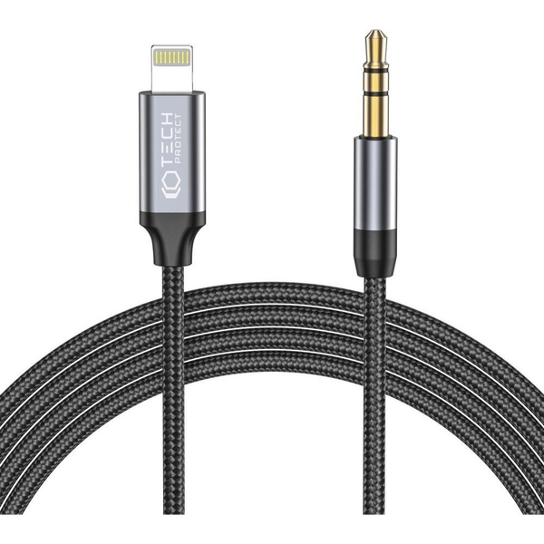 TECH-PROTECT ULTRABOOST LIGHTNING KABEL NA AUX 3,5MM 100CM ČRN