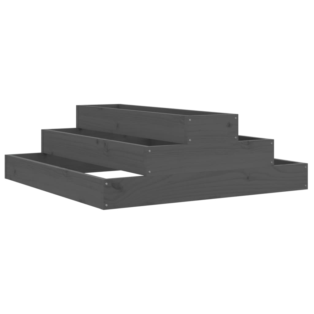 szürke tömör fenyő növénytartó 80x80x27 cm (823894)