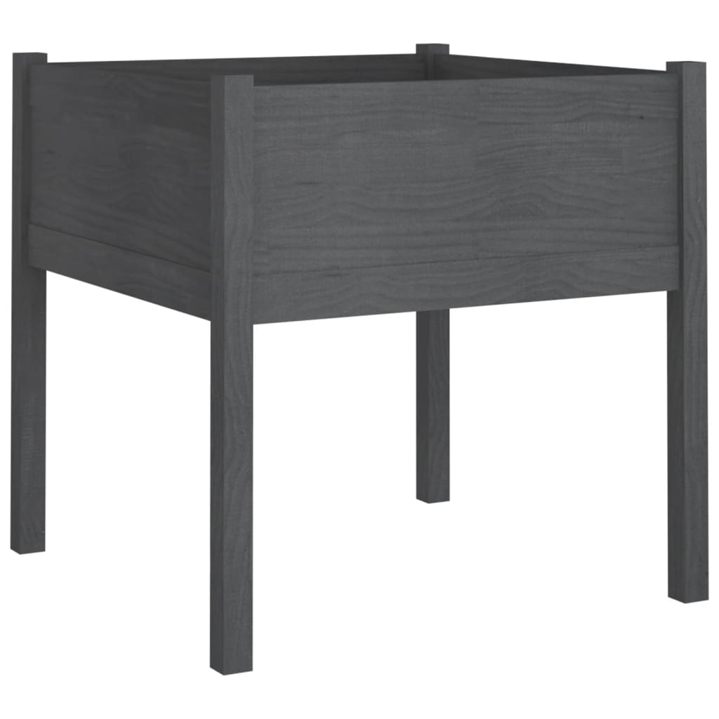 szürke tömör fenyőfa virágtartó 70 x 70 x 70 cm (810813)