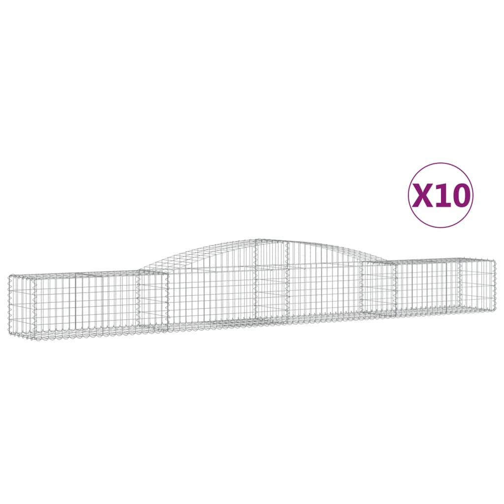10 db íves horganyzott vas gabion kosár 400x50x40/60 cm (3146965)