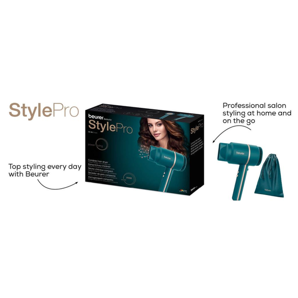 Uscator de par Beurer HC35 ocean, 2000W, 3 trepte viteza, 3 trepte de caldura, display LED, Verde