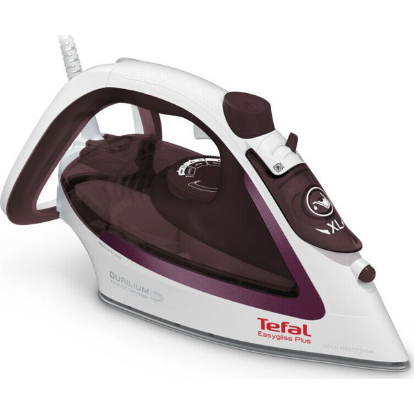 Tefal EasyGliss Plus FV5714 strijkijzer Droog- & stoomstrijkijzer Durilium-zoolplaat 2400 W Bordeaux, Wit