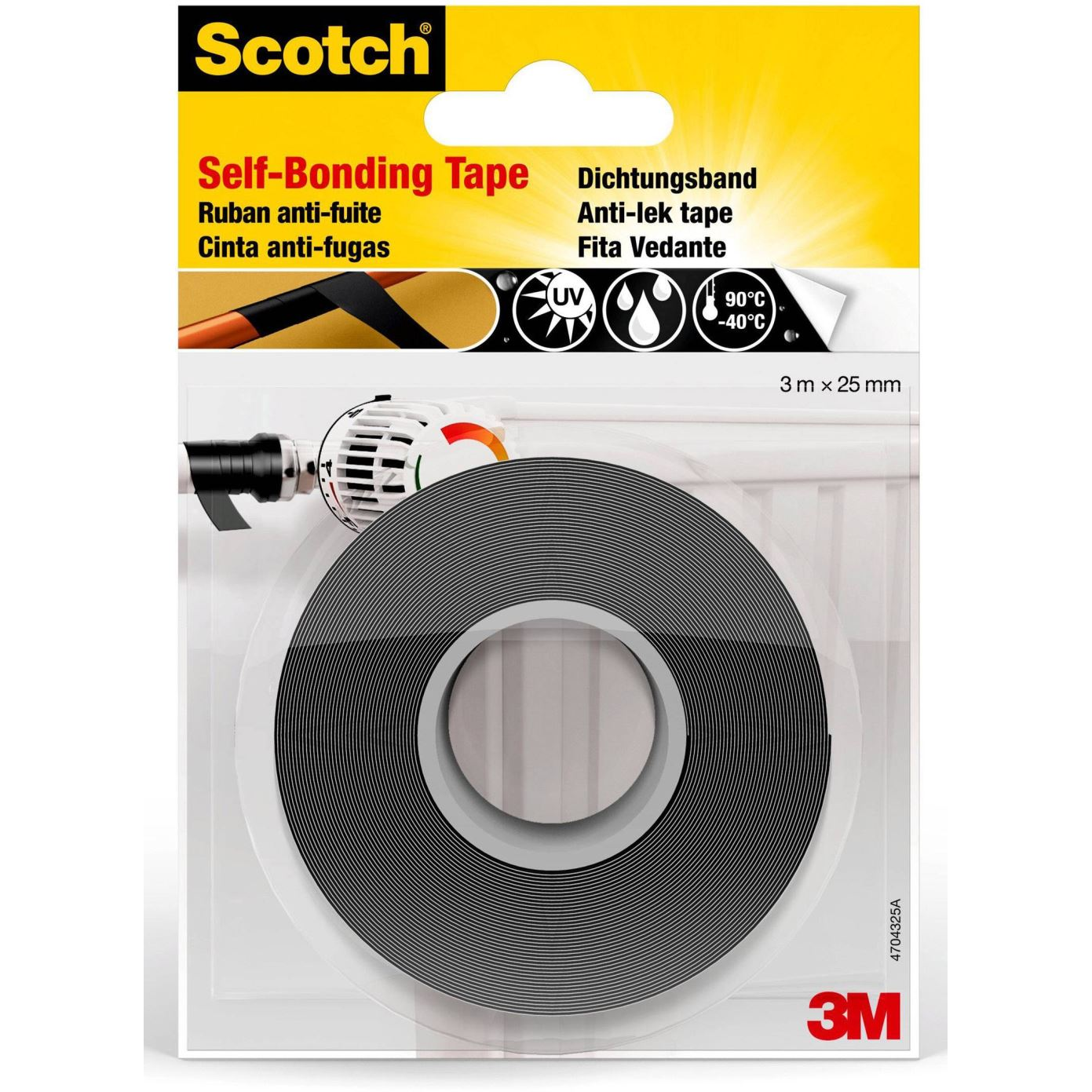 3M 4704325 tömítőszalag, fekete, 3 m x 25 mm (4704325)