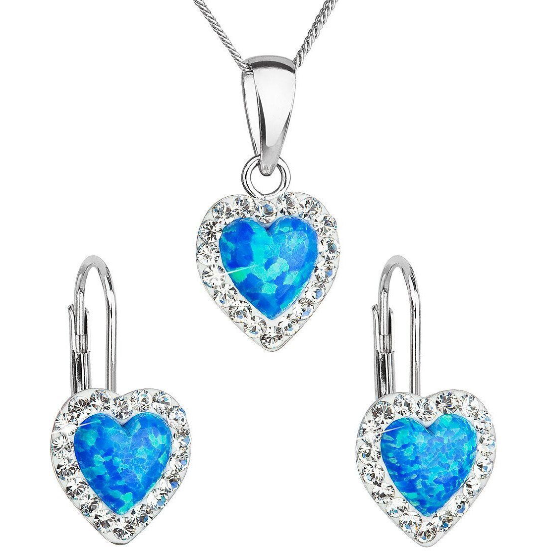 EVOLUTION GROUP 39161.1 Kék szint. opál készlet Preciosa® kristályokkal dekorálva (925/1000, 2 g) (8590962395341)