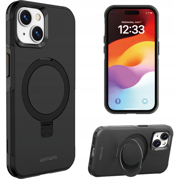4Smarts Defend Case Magic Stand Hátlap Apple iPhone 15 Plus Fekete MagSafe kompatibilis, Álló funkció 540586