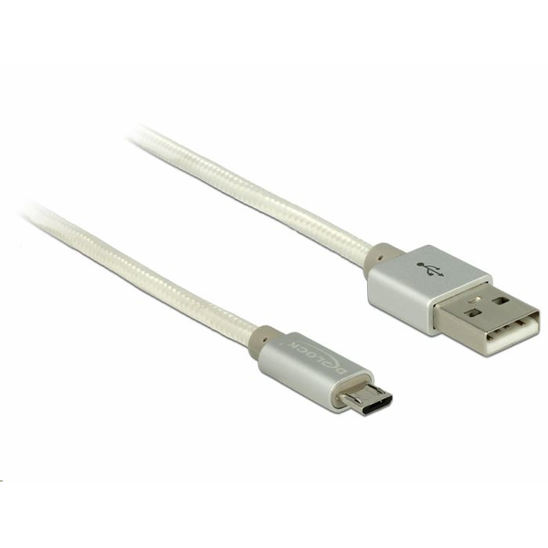 Cablu de incarcare + date micro USB-B la USB 2.0 T-T Alb 1m, Delock 83916