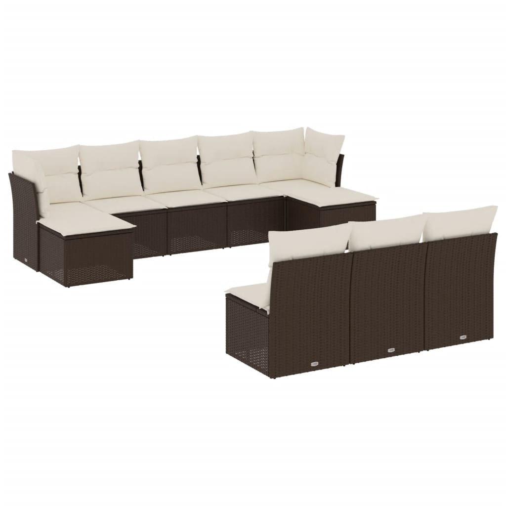 10 részes barna polyrattan kerti ülőgarnitúra párnákkal (3250132)