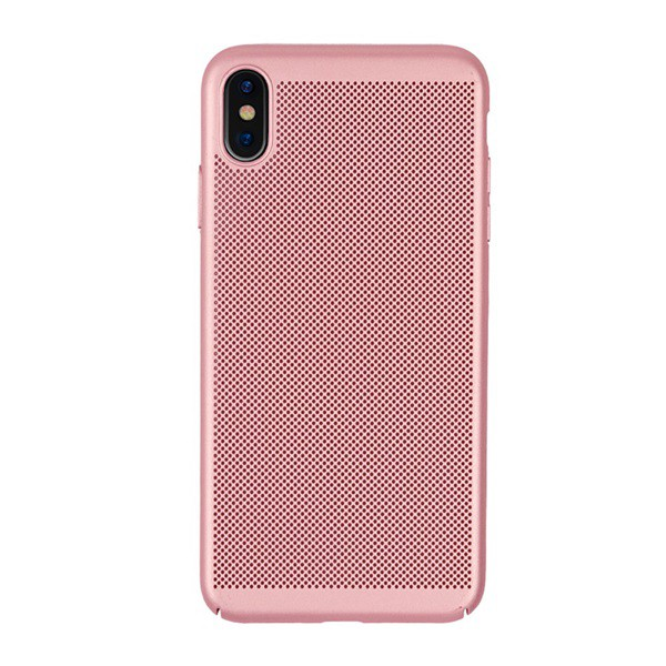Műanyag telefonvédő (gumírozott, lyukacsos minta) ROZÉARANY [Apple iPhone XS Max 6.5] (5996457811137)