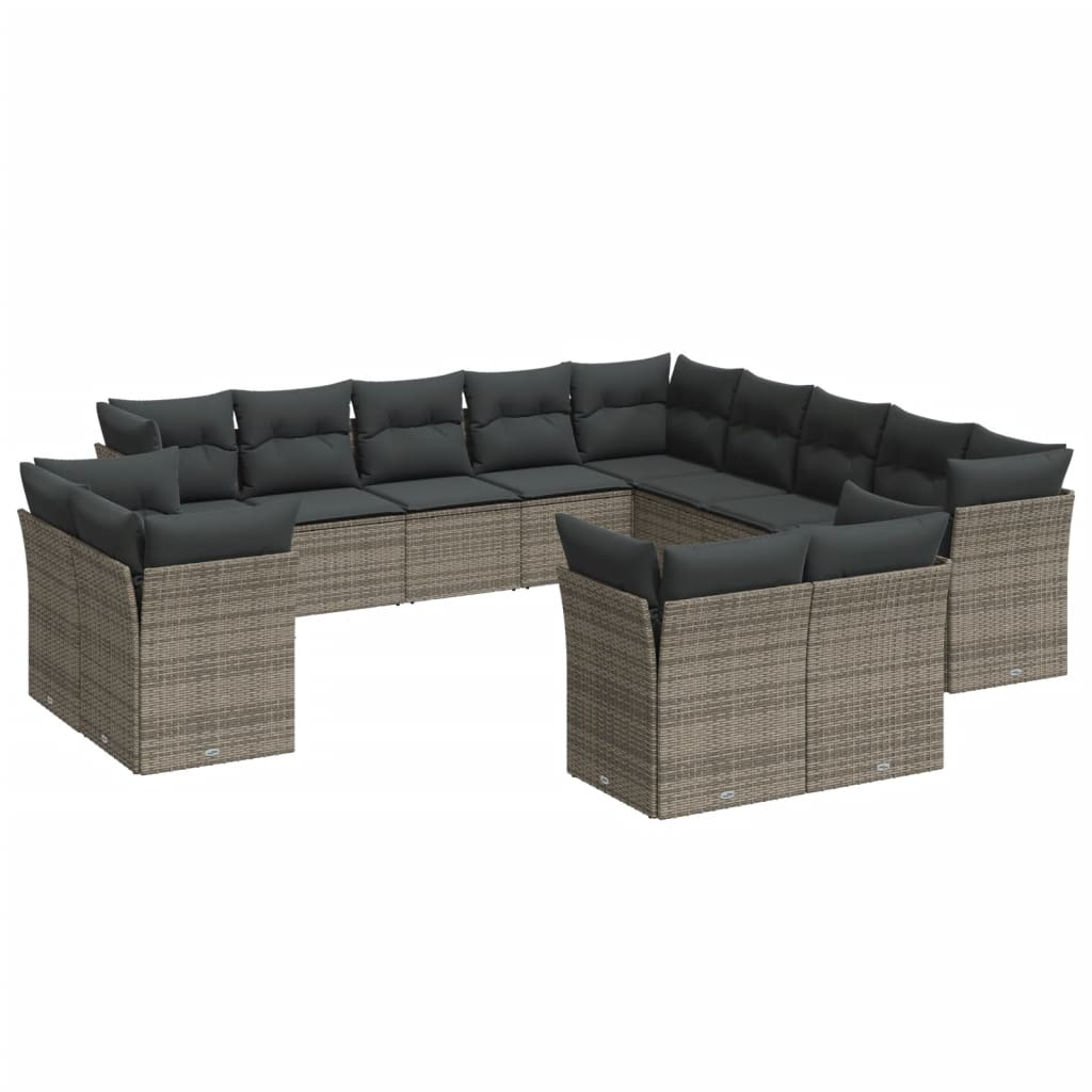 13 részes szürke polyrattan kerti ülőgarnitúra párnákkal (3250389)