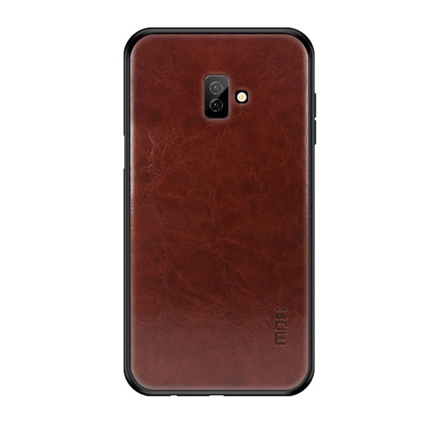 MOFI műanyag telefonvédő (szilikon keret, bőr hatású hátlap) SÖTÉTBARNA [Samsung Galaxy J6 Plus (SM-J610F)] (5996457830992)