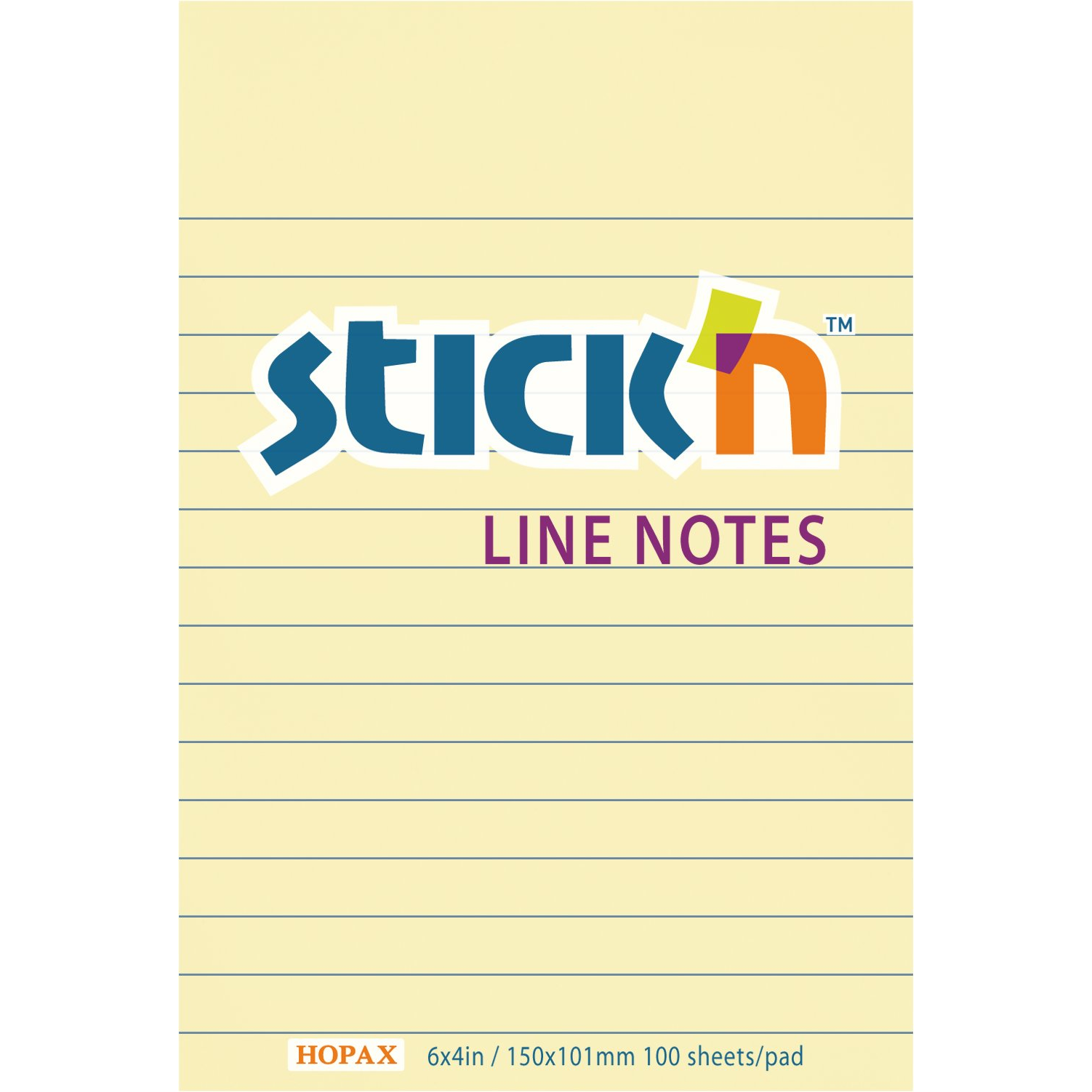 STICK'N BY HOPAX 150 x 101 mm, 100 lap, sárga, vonalas (4712759210567)