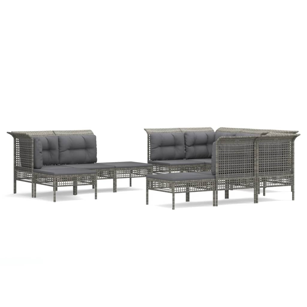 11 részes szürke polyrattan kerti ülőgarnitúra párnákkal (3187576)