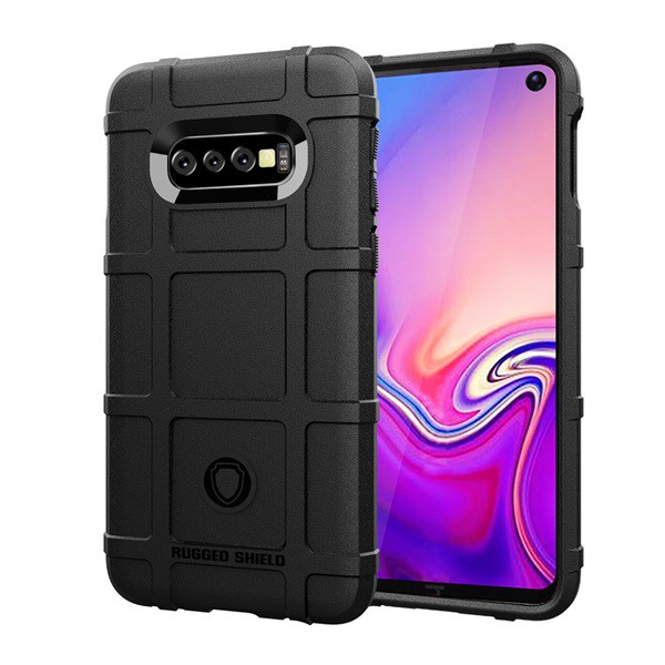 Szilikon telefonvédő (közepesen ütésálló, négyzet minta) FEKETE [Samsung Galaxy S10e (SM-G970)] (5996457851164)