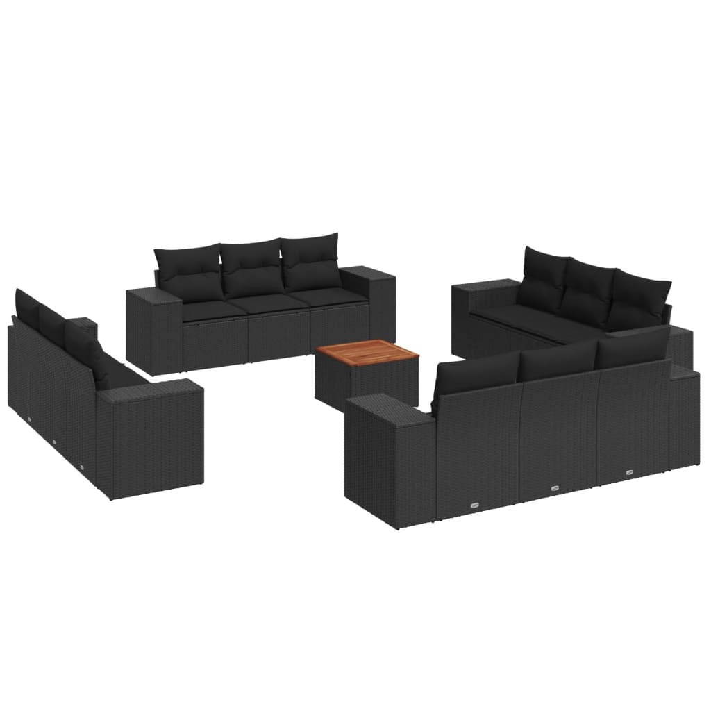13 részes fekete polyrattan kerti ülőgarnitúra párnákkal (3257707)