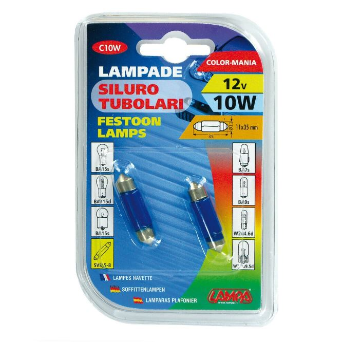 Lampa Blu-Xe SV8,5-8, (C10W) 11x35mm izzó, kék színű, pár (0158345) (LA0158345)