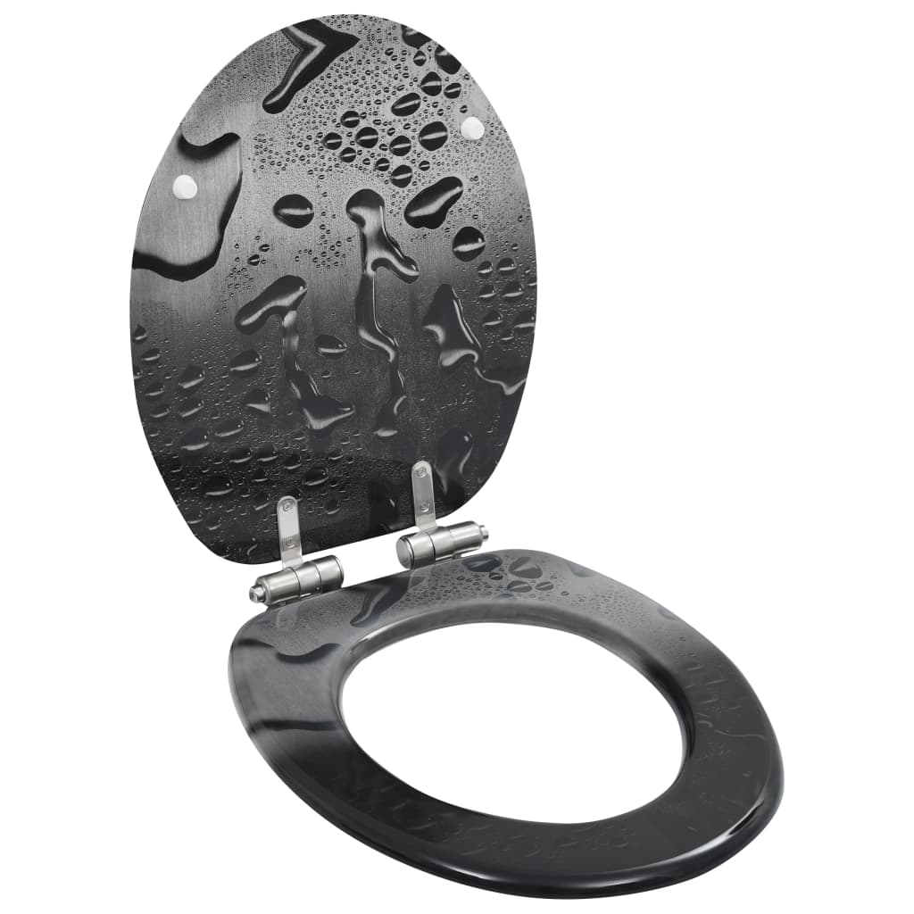 2 db vízcsepp mintás MDF WC-ülőke lassan csukódó fedéllel (277001)