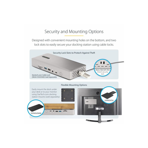 StarTech.com 132UE-TB4USB4DOCK dockingstation Ledningsført Thunderbolt 4 Grå