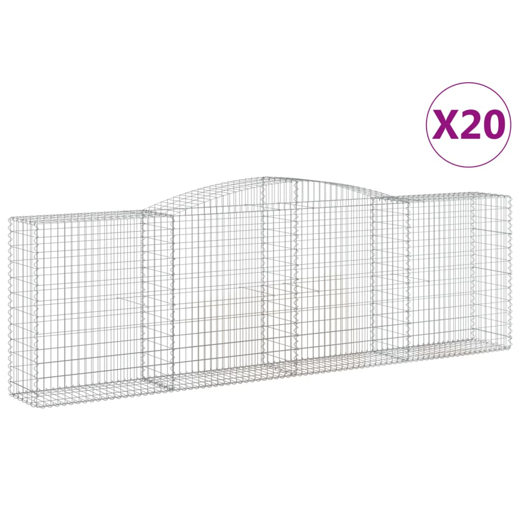 20 db íves horganyzott vas gabion kosár 400x50x120/140 cm (3147019)