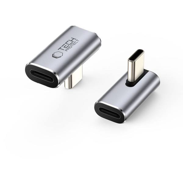 Tech-protect 90° USB-C adaptér, sivý, pre USB-C zariadenia