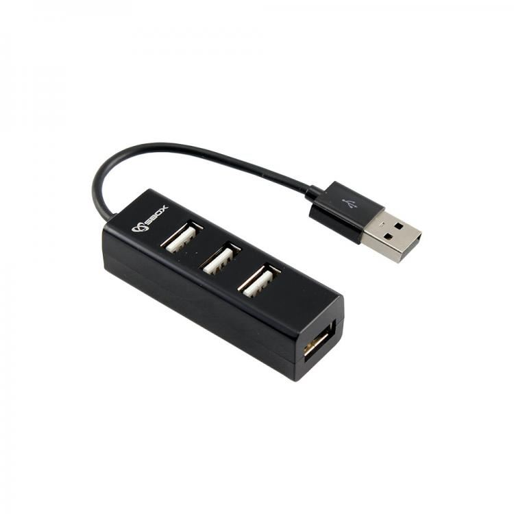 Sbox H-204 USB 2.0 4 portos HUB fekete (H-204)
